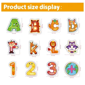 Lot de 50 autocollants alphabet animaux avec dimensions détaillées pour décoration