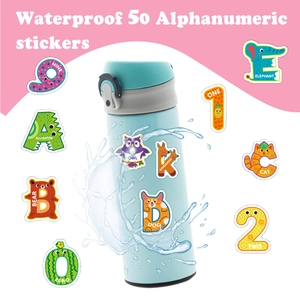 50 stickers alphanumériques étanches avec animaux mignons et fruits pour enfants