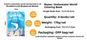 Sea world coloring book set for kids with 8 books and 96 pages of ocean animal patterns