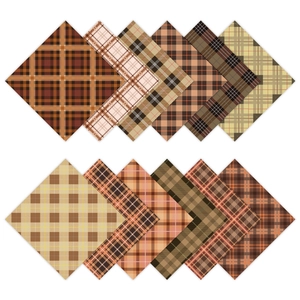 Brown vintage checkered scrapbook paper set with 12 diverse plaid patterns for DIY crafts