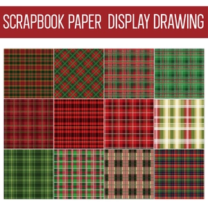 12-pack red and green Scottish plaid scrapbook paper set for DIY crafts and gift wrapping