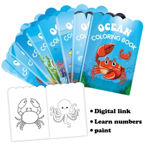 Ocean-themed children's coloring book set featuring cartoon crabs and sea life line art