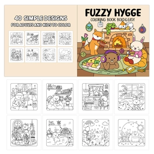 Fuzzy Hygge Coloring Book featuring 40 bold and easy animal illustrations for all ages