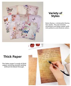 Detail van dik vintage briefpapier met een glad schrijfoppervlak en bloemmotieven