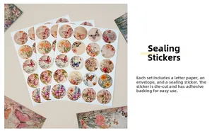 Zelfklevende vintage ronde stickers met bloemen- en vlinderontwerpen voor enveloppen