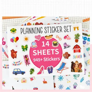 Set mit 945+ Cartoon-Planer-Stickern auf 14 Bögen für kreatives tägliches Scrapbooking