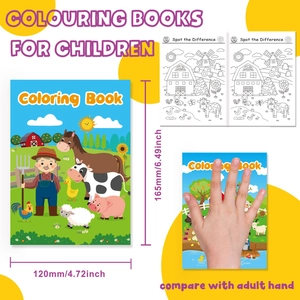 Set of 6 farm animal coloring books for kids featuring puzzles and detailed dimensions