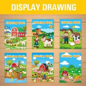 6-pack farm animal coloring books for kids featuring barns and cartoon livestock