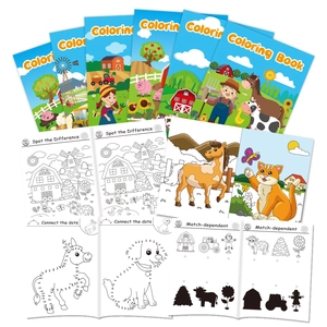 6-pack farm animal coloring books set with educational maze and dot-to-dot games