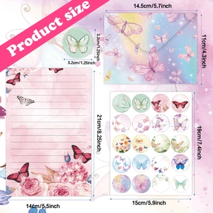 Dreamy butterfly watercolor floral stationery set including envelopes and stickers