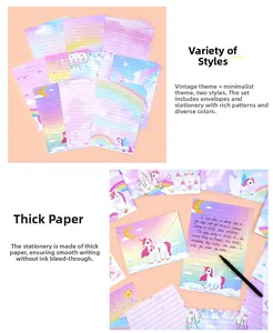 Detail of thick rainbow unicorn stationery paper with smooth anti-bleeding surface