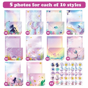 160-piece mermaid stationery set with dreamlike ocean theme letter paper and envelopes