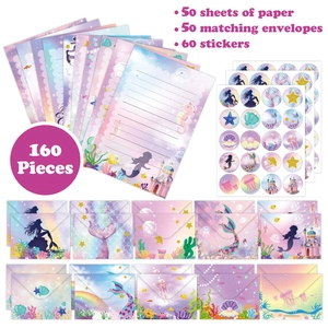 160-piece mermaid stationery set featuring letter papers envelopes and stickers for kids