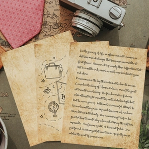 Vintage craft stationery set with motivational text and travel sketches on retro map