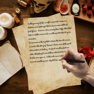 Vintage writing paper with cursive text on aged kraft background for DIY crafts