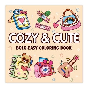Cozy & Cute coloring book with 52 simple illustrations for adults and teens