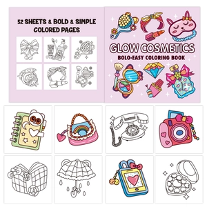 Bold and simple Glow Cosmetics coloring book with 52 pages for teens and adults