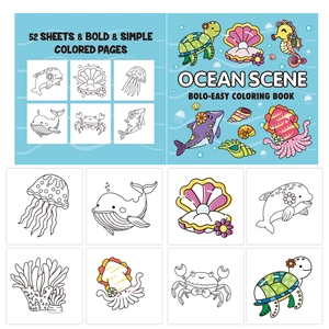 Ocean Scene Coloring Book with 52 bold and simple sheets of various marine animals