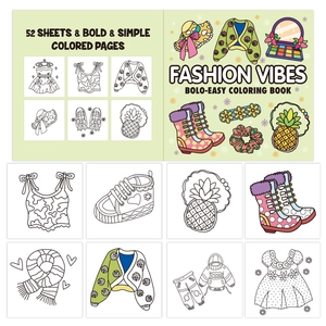 Fashion Vibes coloring book with 52 sheets of simple trendy illustrations for beginners