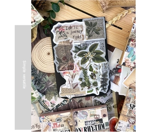 Λεπτομερής προβολή vintage αυτοκόλλητων για scrapbooking με φλοράλ και βοτανικά σχέδια