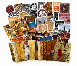 Λεπτομέρεια από vintage αυτοκόλλητα scrapbooking με παλιά γραμματόσημα και χάρτες