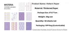 Details zum Wisteria Scrapbook-Papier mit Maßen von 56x83mm und floralen Mustern