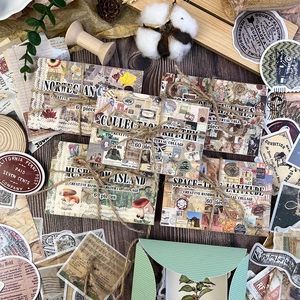 Σετ scrapbooking vintage 60 τεμαχίων με ρετρό χαρτί και αυτοκόλλητα για δημιουργίες DIY