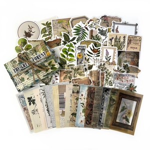 Vintage σετ scrapbooking δάσους με 60 αυτοκόλλητα και βοτανικά χαρτιά για DIY διακόσμηση