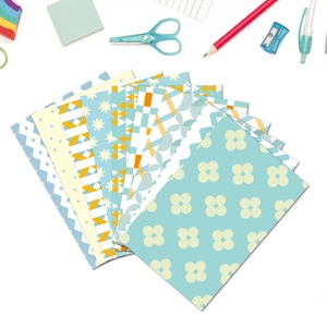 Minimalist scrapbook background paper with geometric and floral patterns for DIY journaling