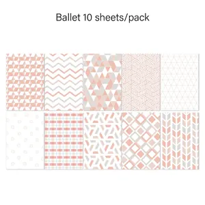Ballet collection 10-sheet minimalist scrapbook paper pack in pink and grey patterns