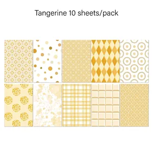 10-sheet pack of tangerine decorative scrapbook paper with various geometric patterns