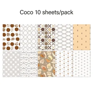 Detail view of Coco series decorative scrapbook paper set with 10 vintage brown textures