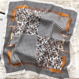 70cm square silk scarf with houndstooth paisley patterns and equestrian horsebit design