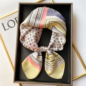 Paisley Print Square Scarf Faux Satin Satin Feel Decorative Neck Wrap Hair Tie Bag Accessory Retro For Women