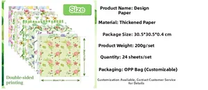 Detailansicht von doppelseitigem 30x30 cm Scrapbook-Papier mit Blumen- und Schmetterlingsdekor