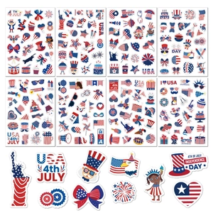 USA Independence Day Stickers Waterproof Vinyl Patriotic July Fourth Red White Blue DIY Decals For Scrapbooking Decor