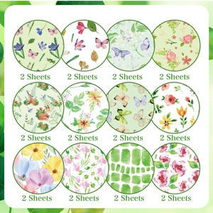 Set mit 24 Blatt 30x30cm Frühlings-Scrapbook-Papier mit Aquarell-Blumenmustern