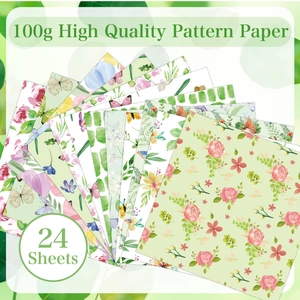 24 Blatt 100g hochwertiges Motivpapier mit Blumenmustern für Scrapbooking und Basteln