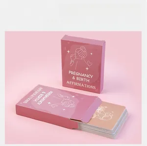 Pink pregnancy and birth affirmation cards box set with boho abstract line art design