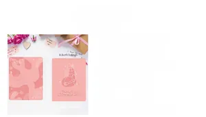 Detail view of 50 pregnancy affirmation cards with dimensions and bohemian illustrations