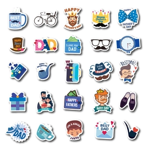 Lot de 50 stickers fête des pères imperméables avec cravates, montres et slogans Best Dad