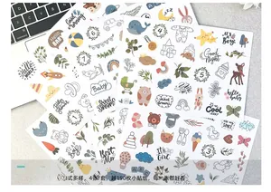 Detail of 190 transparent waterproof baby milestone stickers with cute animal illustrations