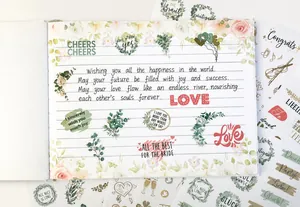 Détails des autocollants de mariage et pages de journal avec élégante calligraphie allemande