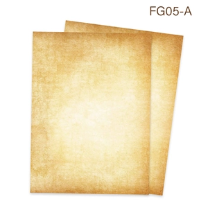 Macro shot of vintage A4 parchment paper with textured antique finish and brown mottling