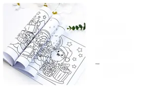 Detail of 24-page Christmas coloring book showing Santa and gift box outline patterns