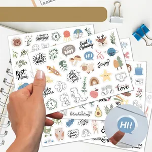 Waterproof German baby milestone stickers with cartoon animals and transparent texture