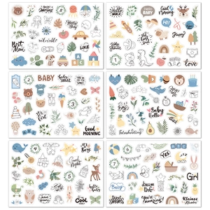 Baby milestone sticker set with 190 waterproof floral animal decals for journals