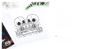 Detail of single-sided Halloween coloring book with cute spooky skull cartoon illustration
