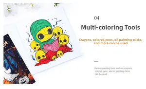 Detail of Halloween coloring book pages compatible with crayons, markers and oil pastels