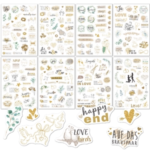 Autocollants de Scrapbook de Mariage Allemand Anglais Motif Cœur Fleur Champagne Décoration de Journal Intime DIY Romantique
